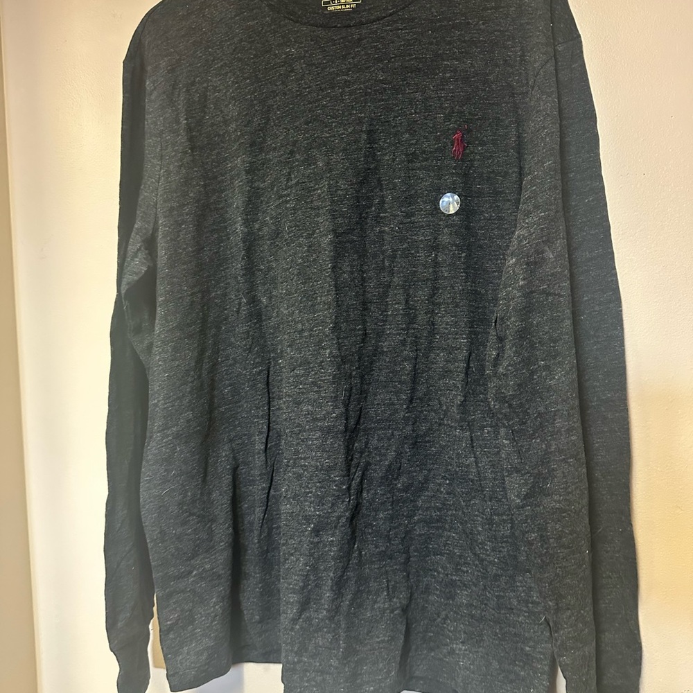 Polo by Ralph Lauren Men's Charcoal Long Sleeve Tee‎